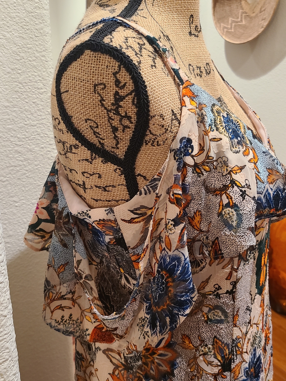 RACHEL Rachel Roy Floral Maxi Dress in Blue, Orange & Cream - Picture 4 of 6